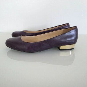 Isaac Mizrahi Purple Ballerina Flats with Gold Heel